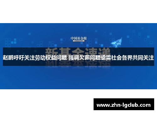 赵鹏呼吁关注劳动权益问题 强调欠薪问题亟需社会各界共同关注 赵鹏呼吁关注劳动权益问题 强调欠薪问题亟需社会各界共同关注